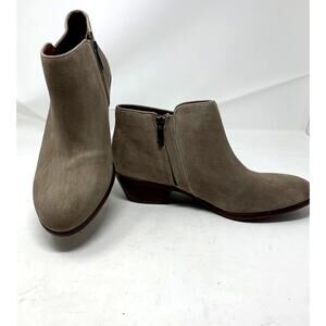 Sam Edelman Ankle Booties Taupe 1.5" block heel Western Zipper Women's 7.5jW